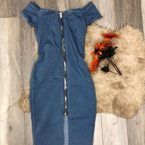 Off the shoulder denim dress